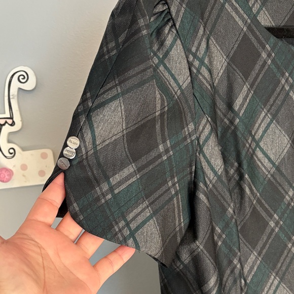 DKNY Charcoal Checkered Short Sleeve Dress - Picture 3 of 3